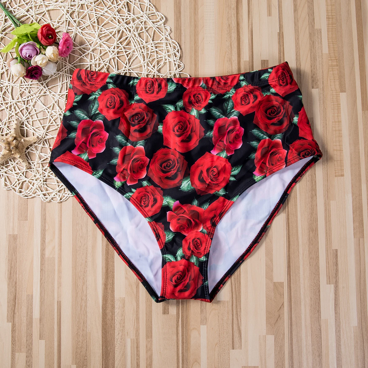 Damskie szorty kąpielowe damskie Sexy Floral wydrukowano figi bielizna stroje kąpielowe wysokiej talii Bikini