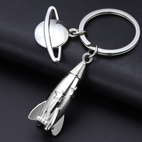 1Pcs Cute Metal Rocket Pendant Key Chain Car Space Astronau Keychain Universe Stars Key Ring Jewelery llaveros Gift