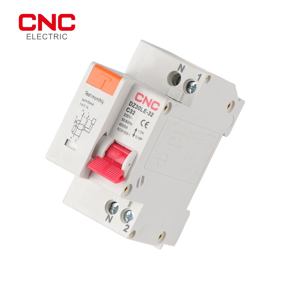 CNC DZ30LE-32 1P+N MCB RCBO 230V Residual Current Circuit Breaker with Over and Short Current Leakage Protection