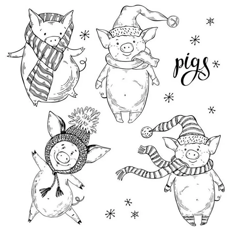 New2025 Make Variety Cartoons Christmas Pigs Decoration Scrapbooking Paper Background Stamps Frame Card Craft No Cutting Die