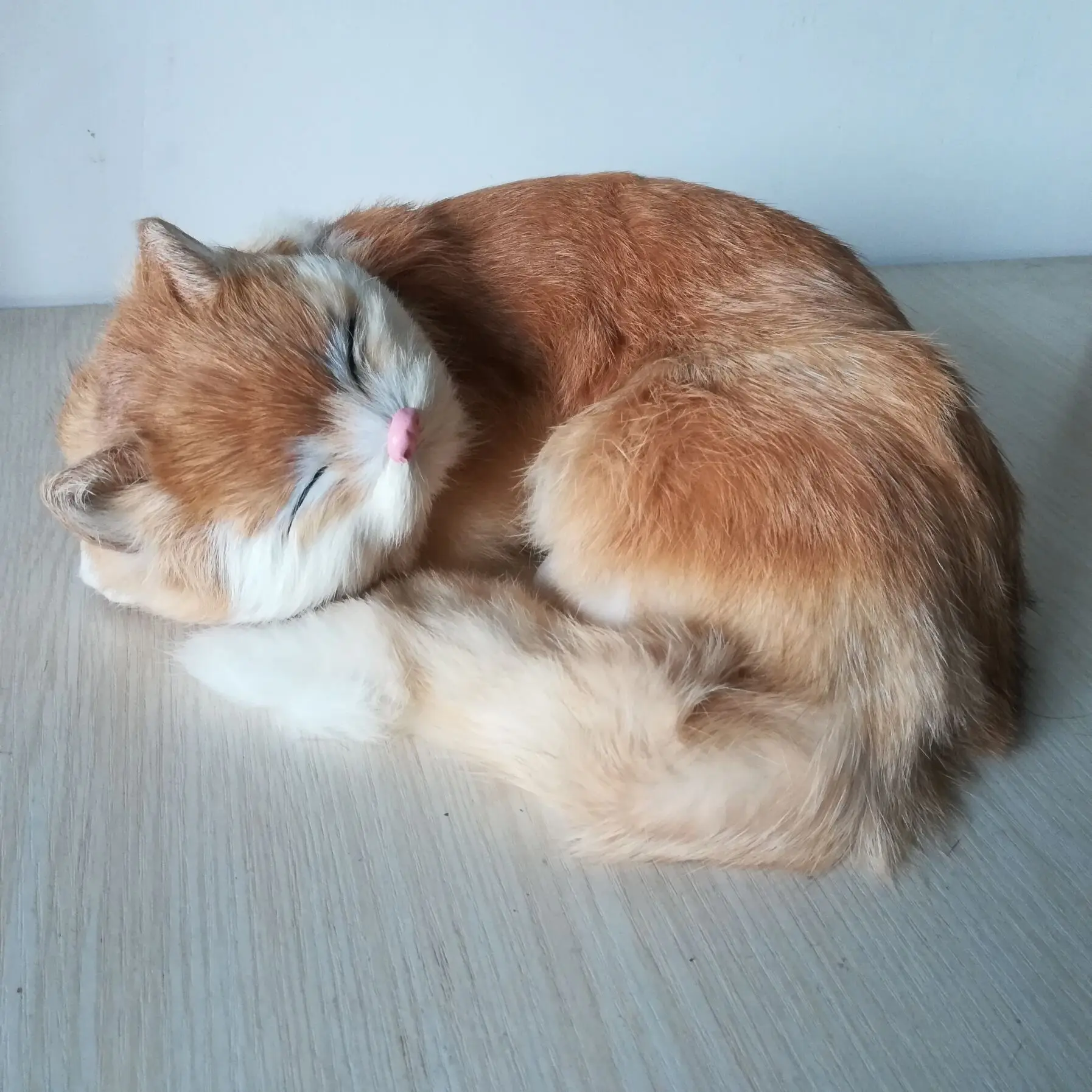 large 25x22x10cm yellow sleeping cat model polyethylene&furs handicraft Miniatures decoration gift a2319