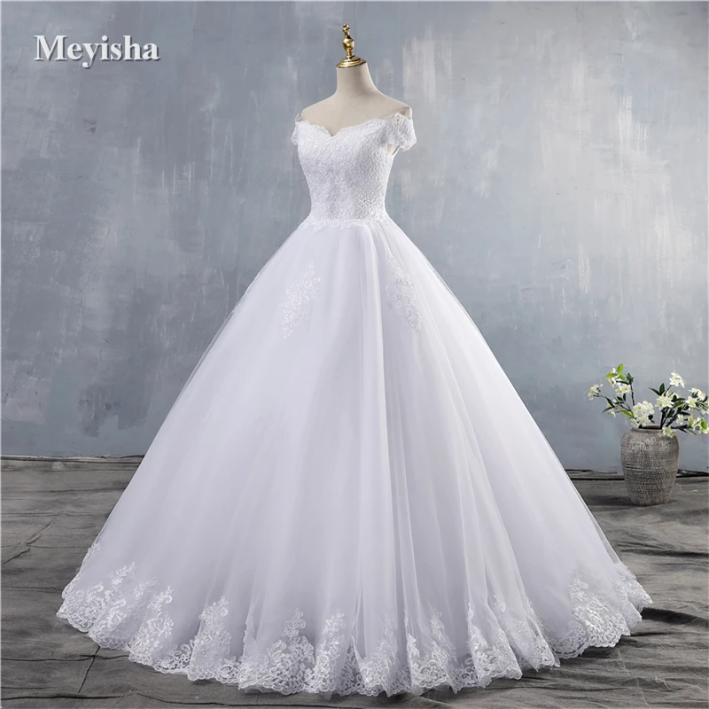 ZJ9143-vestidos de novia elegantes con hombros descubiertos, vestidos de novia con escote Corazón y borde de encaje, color blanco marfil, novedad de 2020 y 2021