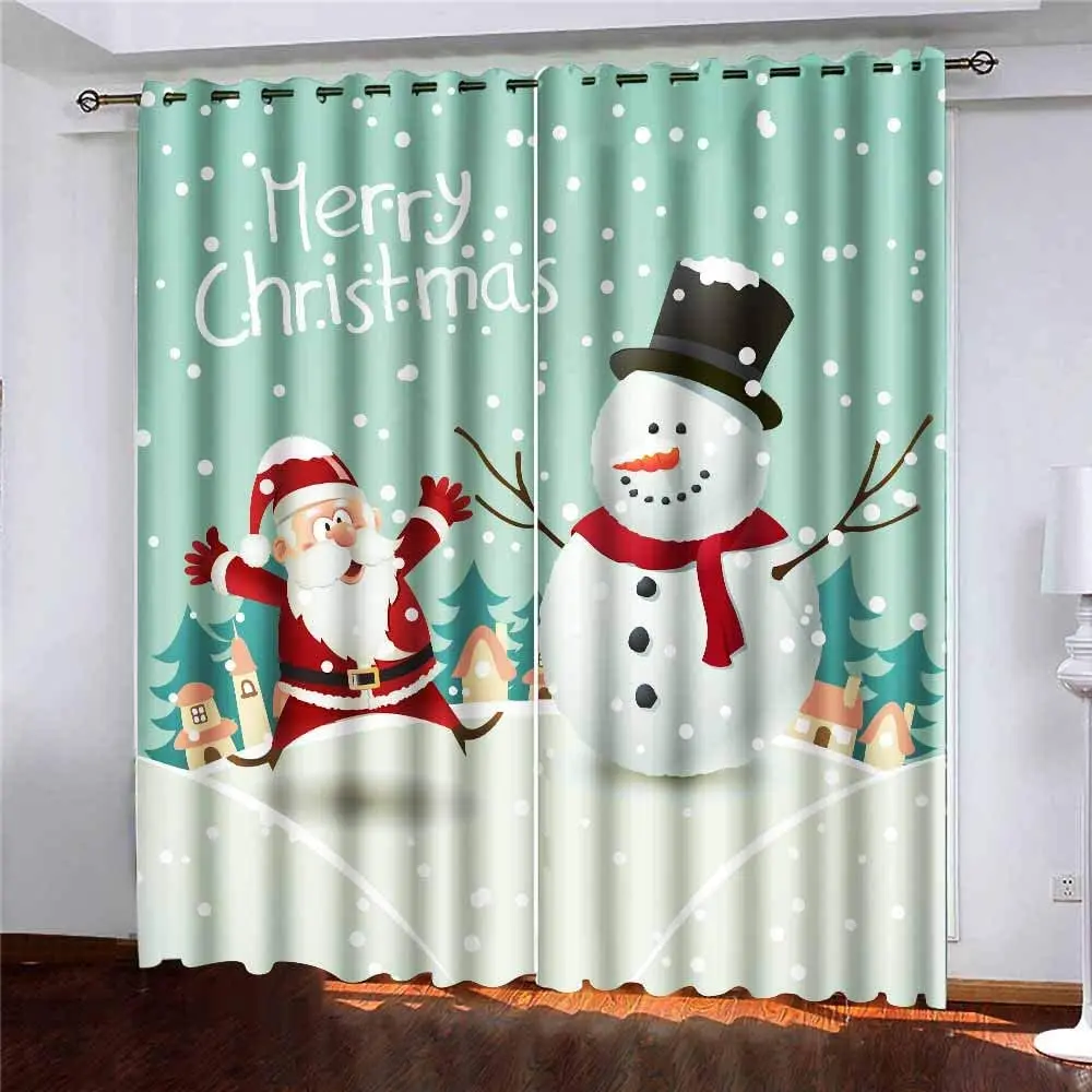 

Girls Bedroom Blackout Curtains Santa Claus Snowman Design Elegant Room Curtains Can Be Used As Short Curtains