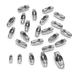 50pcs/Lot 1.2-6.0mm Stainless Steel Ball Chain Connector Clasps End Beads Crimp for DIY Jewelry Making Finding Supplies