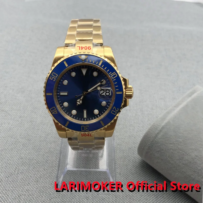 

LARIMOKER 40MM Men Gold Submarine Mechanical Luxury Watches Sapphire Glass Oyster Bracelet fit NH35 3804 8215 DG2813 Mechanical