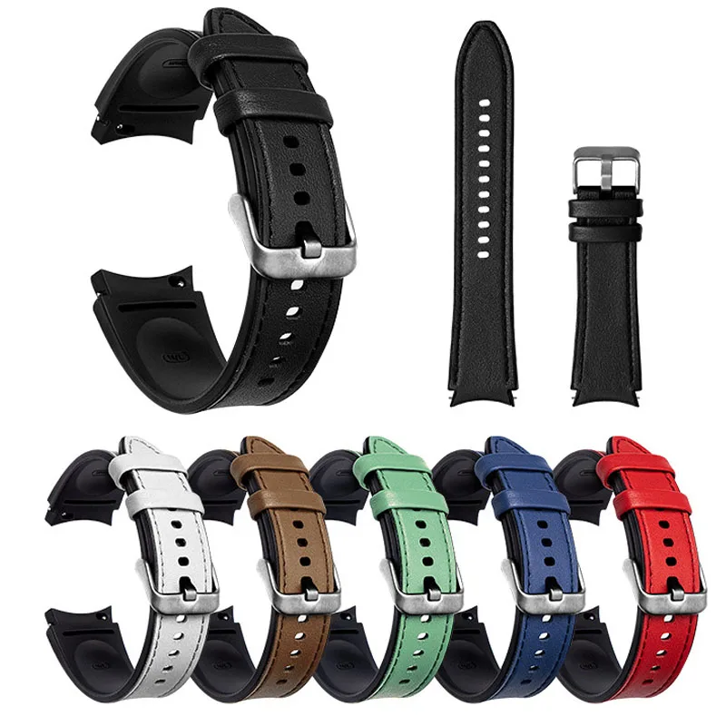 20mm Bracelet De Montre pour Montre Samsung 4 5 40mm 44mm Bracelet pour Samsung Galaxy Watch 5 Pro Classique 42mm 46 Silicone + Bandes de cuir