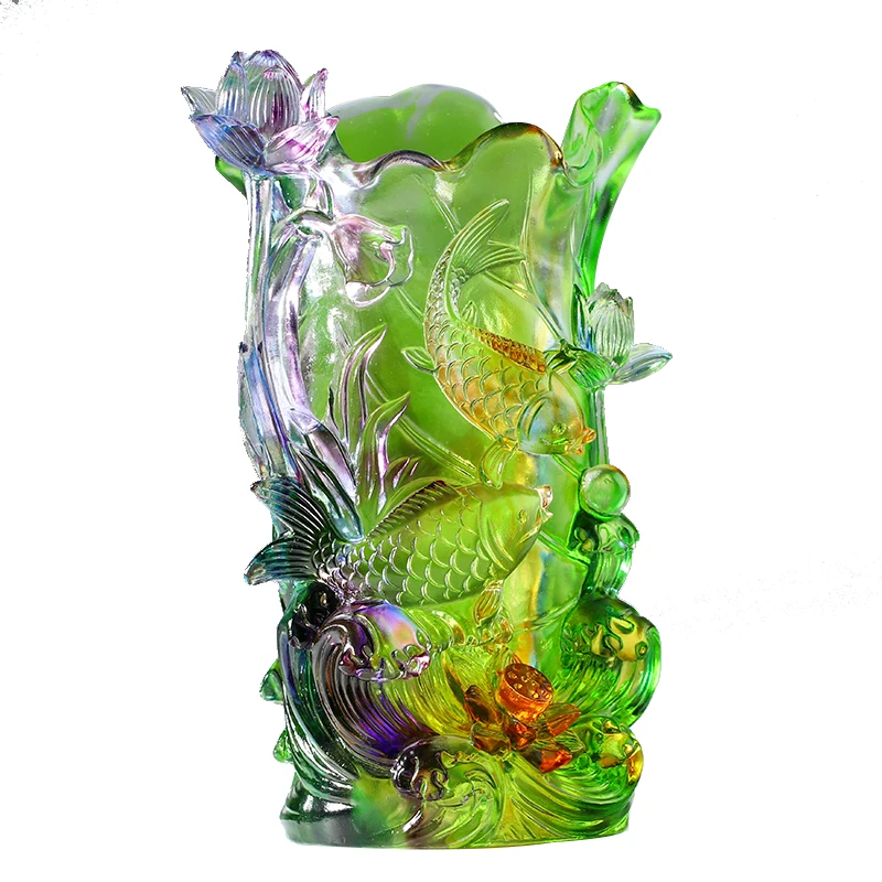 Glass Vase Fish Lotus Lotus Ornaments Living Room Flower Arrangement New Home Gift Every Year There Are More Crafts