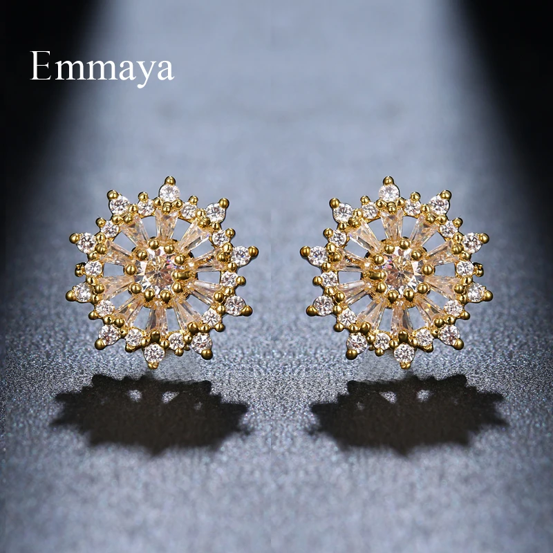 Emmaya Noble Earring Round Flower Appearance WIth Tiny High Quality Zirconia Ingenious Jewelry For Female Cute Ornament