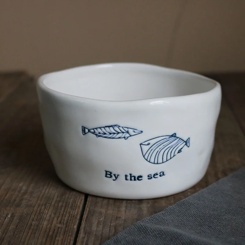 High Temperature Underglaze Color Hand-held Ceramic Ocean Series Fish Plate/Annual Fish Plate