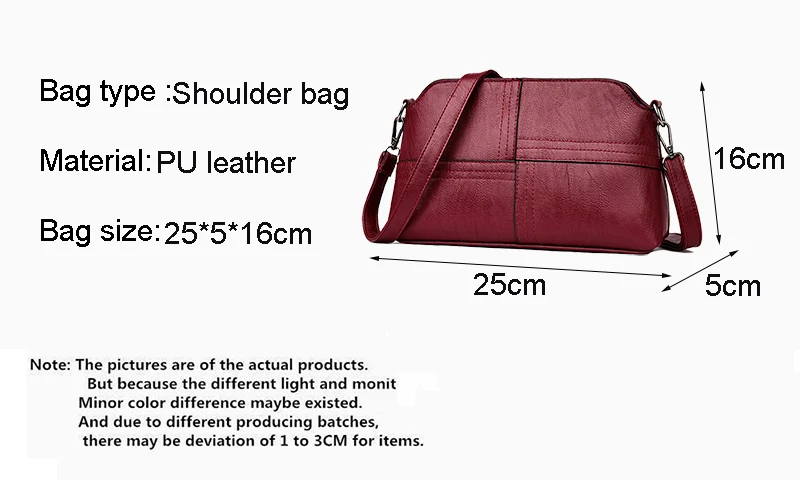 Neue Casual Mama Messenger Bags Umhängetasche PU Leder Schwarz Handtaschen für Frauen Kleine Umhängetasche Geldbörse – Detail 2