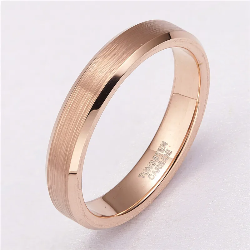 Somen 4mm Rose Gold 100% Tungsten Carbide Ring For Women Brushed Wedding Band Engagement Rings Jewelry Never Fade Femme Anel