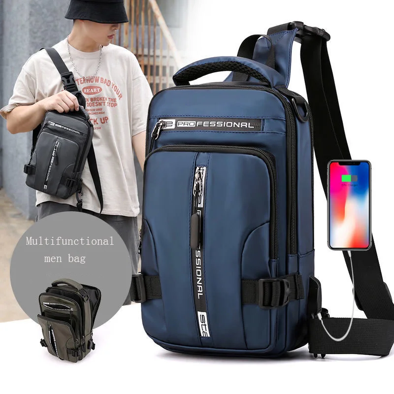 2021 multifunktions Designer männer Tasche Multi-Schicht Schulter Tasche Mode USB Lade Brust Reisetaschen Schule mochila masculina