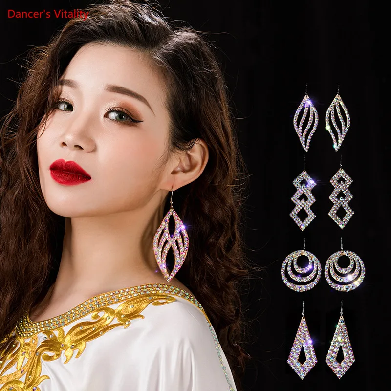 Wholesale Womens Jewelry Stunning Crystal Rhinestone Earrings Sparkling Earrings Belly Dance Gypsy Dangle Earrings 1 Pairs/Pack