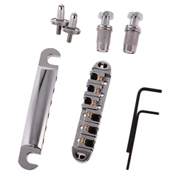 1 Set Metal Roller Saddle Bridge & Tailpiece for Gibson Les Paul Guitar Parts DIY