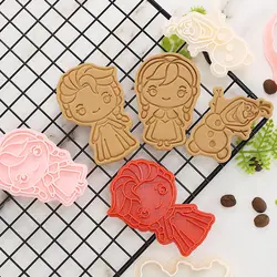 Disney Frozen Cartoon Biscuit Mold Household DIY Baking Tool 3d Stereo Pressing Type Disney Anime Figure Elsa Anna Olaf Model