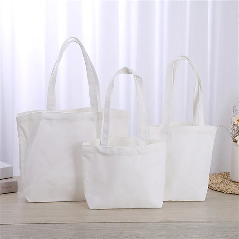 White Colour Nature Handbag Tote Cotton Bag Wholesale Custom Canvas Green Shopping Bags Shoulder Bag