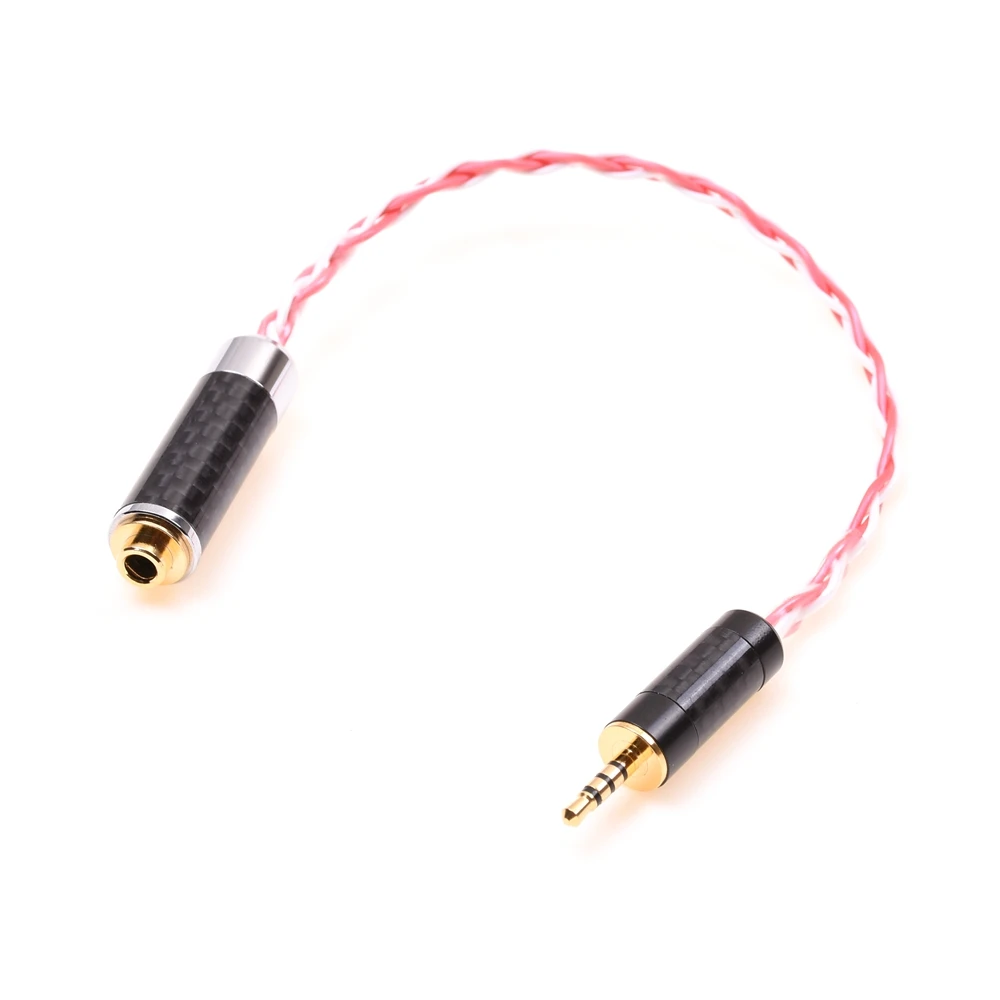 2.5MM Male to 3.5MM Female TRRS Balanced Audio Adapter Silver Plated Cable Compatible for Astell&Kern AK240 AK380  FIIO