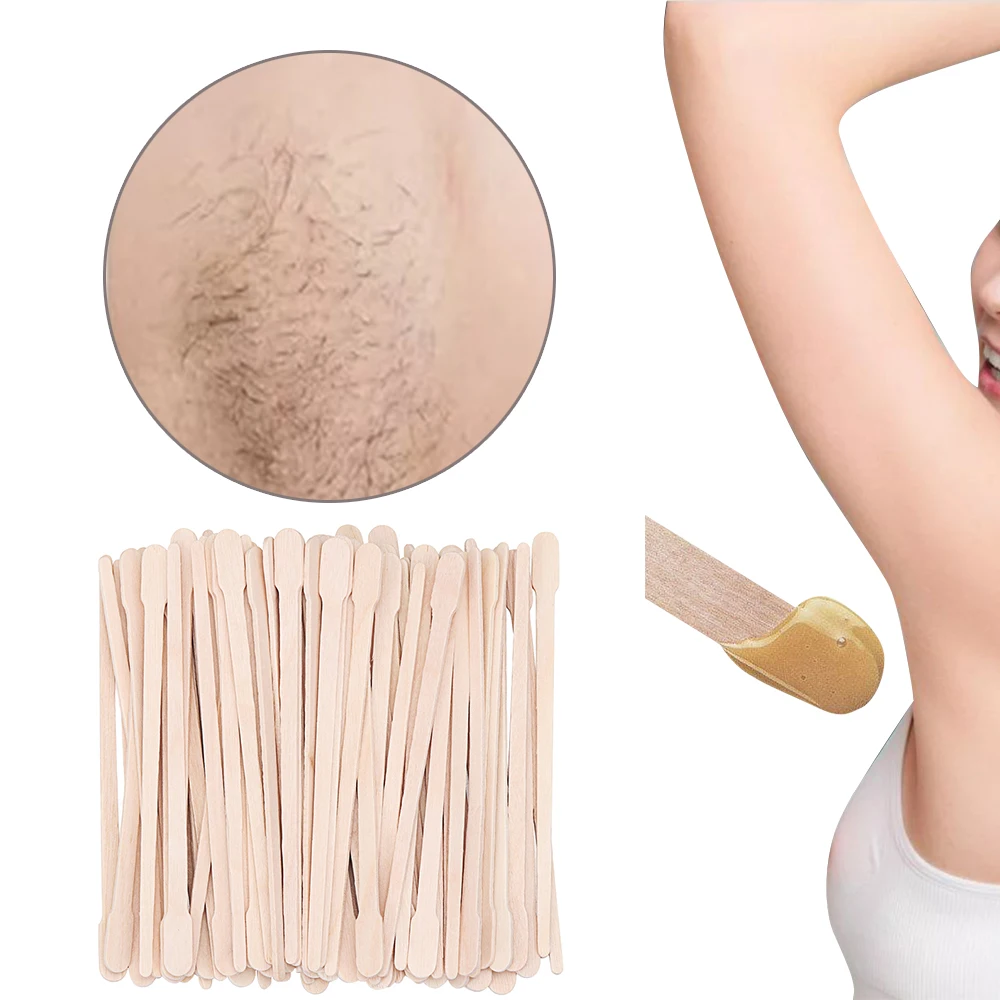 100 Pcs 8.8 cm Disposable Wooden Waxing Stick Wax Bean Wiping Wax Mix Tool  Body Hair Removal Beauty Bar Prevent Cross Infection