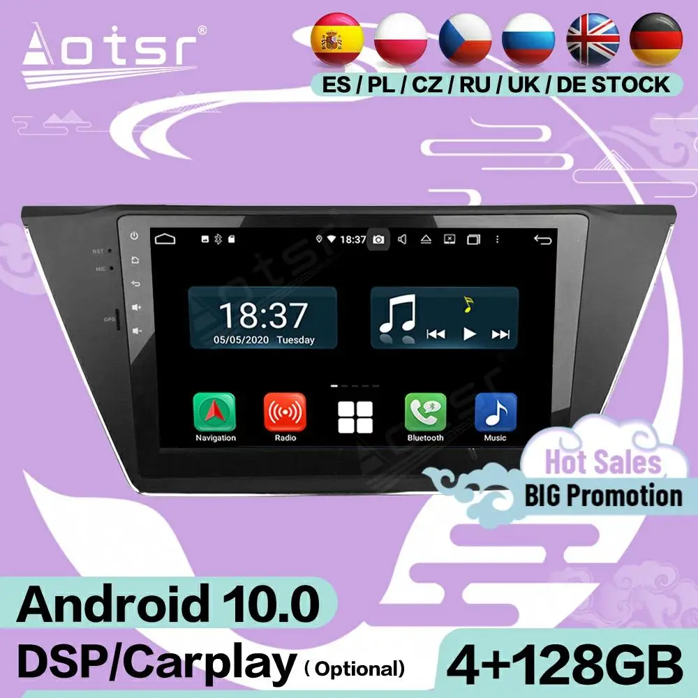 128G Carplay Screen Multimedia Stereo Android Player For VW Touran 2015 2016 2017 GPS Navigation Audio Radio Receiver Head Unit