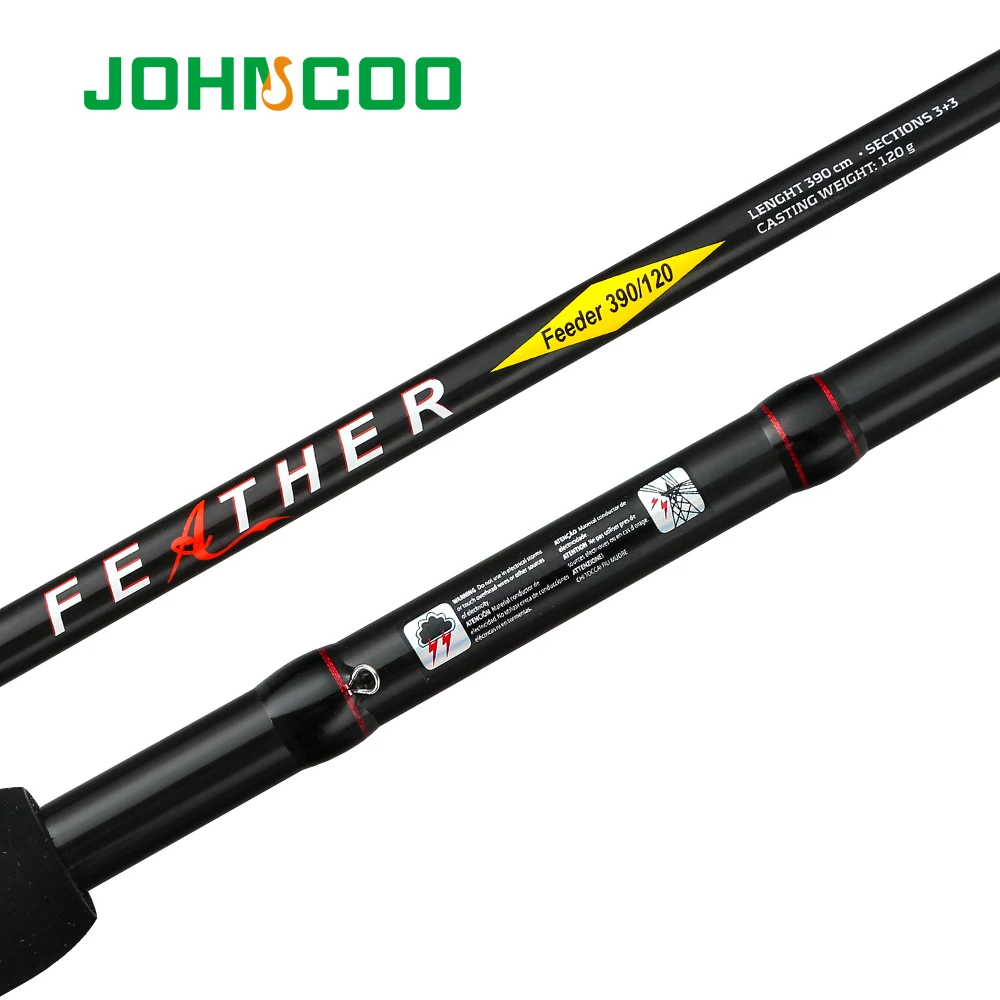 JOHNCOO Feather podajnik pręt 3.6m 3.9m wędka węglowa Spinning podajnik pręt Test 90g 120g 150g wędka wysokiej jakości