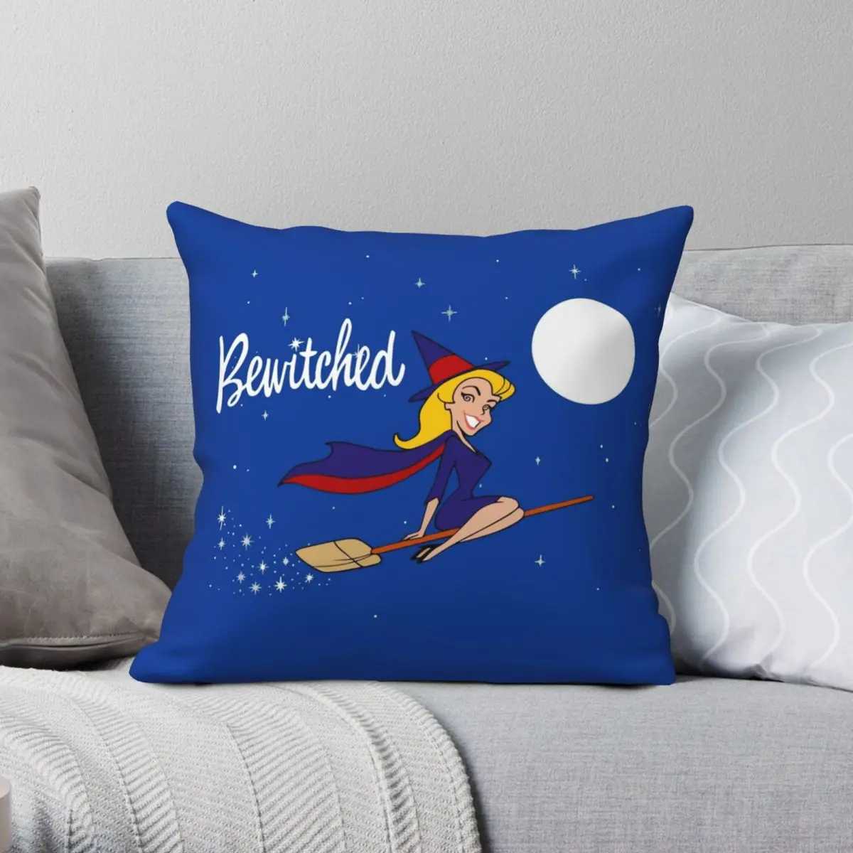 Bewitched 60s Retro Square Pillowcase Polyester Linen Velvet Creative Zip Decor Throw Pillow Case Sofa Cushion Cover 18