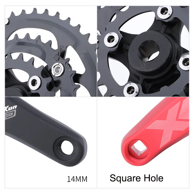 Platos y bielas para bicicleta de montaña, 22/32/44T, conexión de cadena de velocidad única/Triple, 64/104 BCD, 170mm, 3x9S 27S, accesorios para