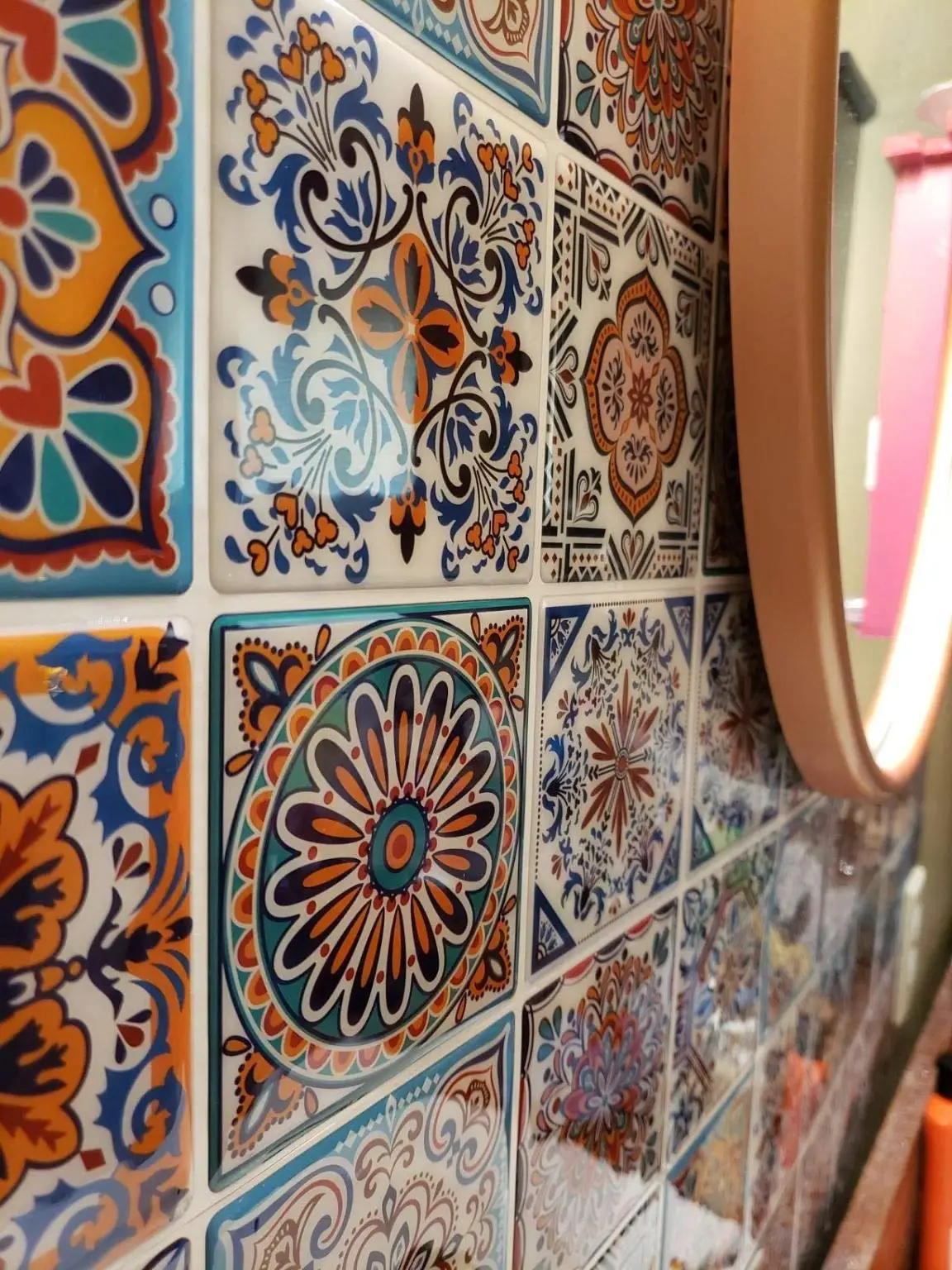 10 PCS 12x12inch Peel and Stick Kitchen Backsplash Colorful Talavera Mexican Tile Waterproof 3D Stickers