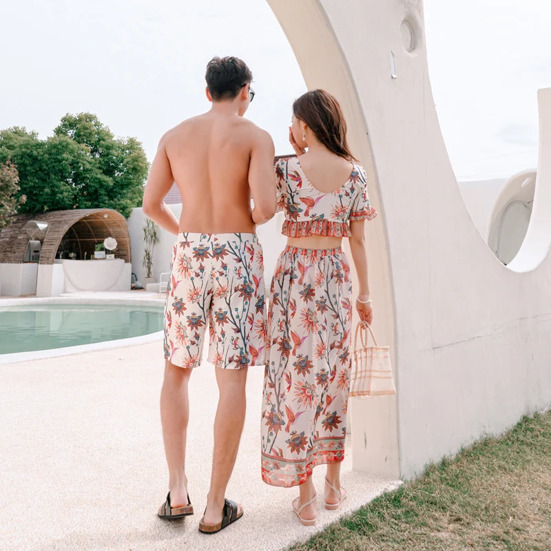 Imagem -02 - Conjunto de Biquíni Plissado com Manga Curta Roupas de Banho para Homens e Mulheres Traje de Banho para Verão Surf