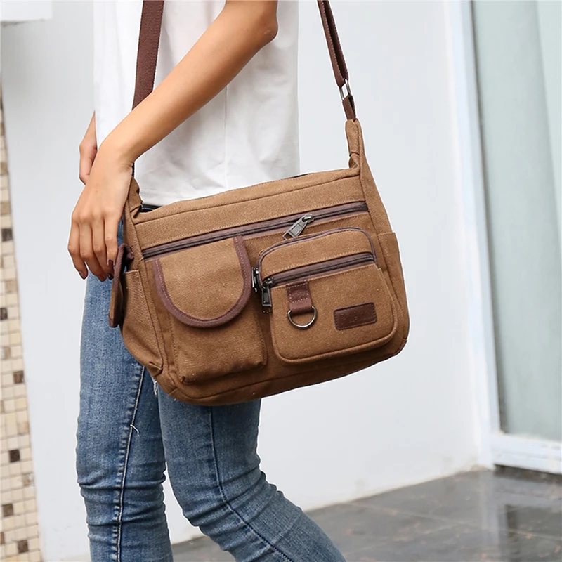 Canvas Messenger Bag For Men Water Resistant Waxed Crossbody Bags Briefcase Padded Shoulder Bag Handbag Hot Sell Newest