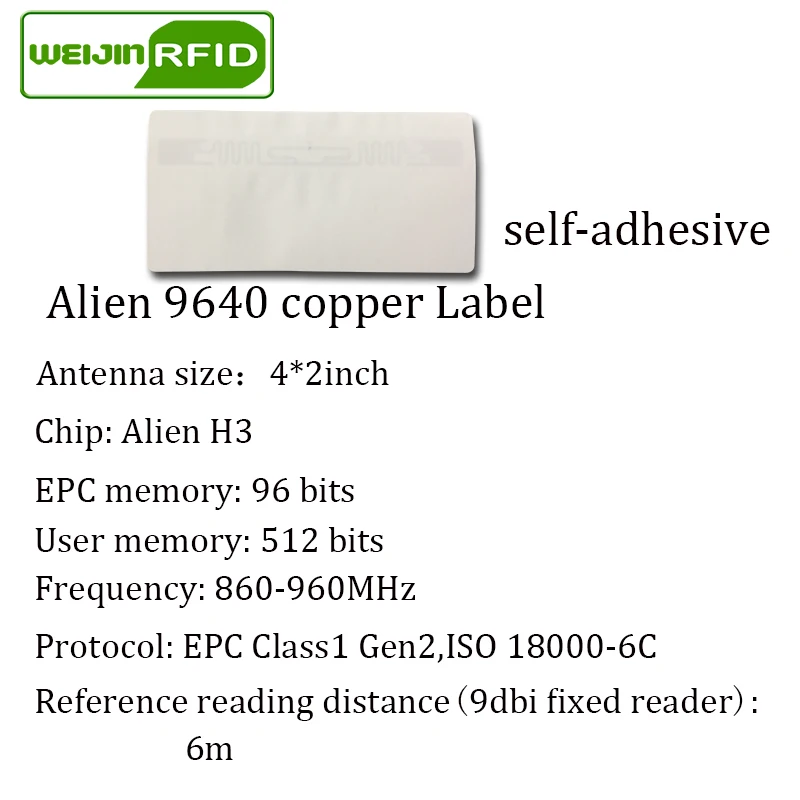 초기화 쓰기 코드 UHF RFID 태그 스티커 Alien 9640 인쇄 가능 라벨 915mhzEPCC1G2 6Csmart 접착 패시브 RFID 태그 라벨