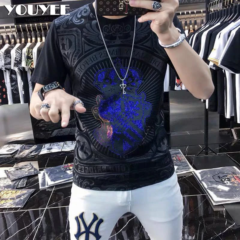 Men\'s Short Sleeve O-Neck T- shirt YOUYEE 2021 Summer Young Fashion Hip-Hop High Quality Trendy Streetwear Male Tees Top Clothes