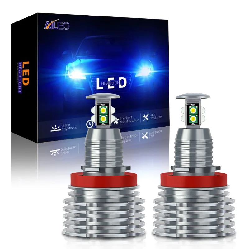 AILEO H8 LED H11 H9 Angel Eyes Halo Ring Light Bulb HID Xenon 6000K For BMW E92 E60 E61 E63 X5 E70 X6 E71 E90 E91 E93 M3 E89 E82