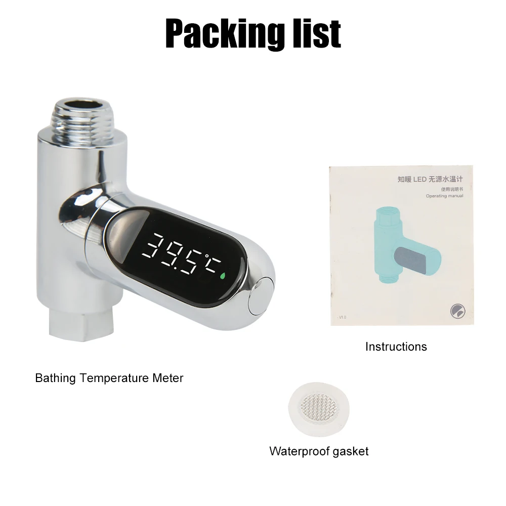 Bathing Temperature Meter LED Display Electricity Hot Tub Water Temperature Monitor Shower Faucets Water Thermometer Home