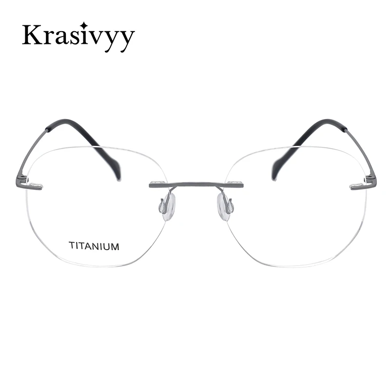 Krasivyy Rimless Glasses Frame Men Ultralight Screwless Optical Prescription Eyeglasses Women Pure Titanium Myopia Eyewear