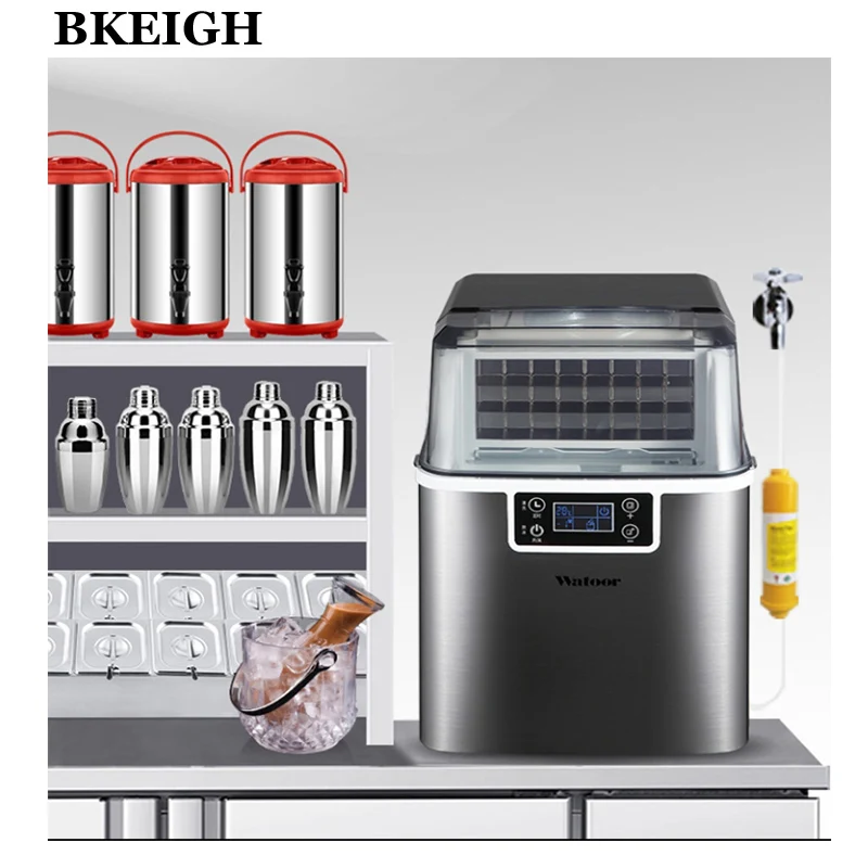 Ice Maker 30KG Household Mini Large Capacity Fully Automatic Cube Ice Cube Making Machine For Small Commercial Milk Tea Shop