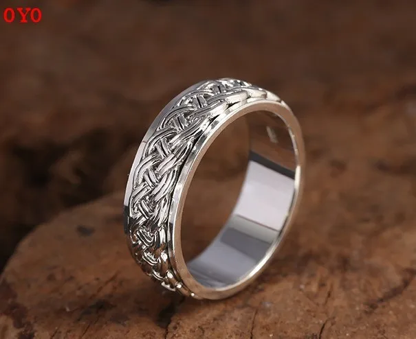 S1100%925 Sterling Silver Ring Wholesale Retro Thai Silver Jewelry Rising Dragon Time Running Ring Men