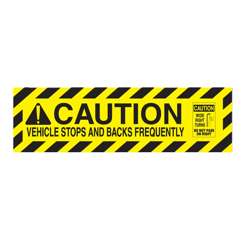 S40524# Self-adhesive Decal Caution Vehicle Stops and Backs Frequently Car Sticker Waterproof Auto Decors on Bumper Rear Window