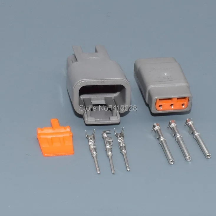 worldgolden 3Pin Wire Connector Gray Waterproof Female Male Auto Plug DTM06-3S/ATM06-3S DTM04-3P/ATM04-3P