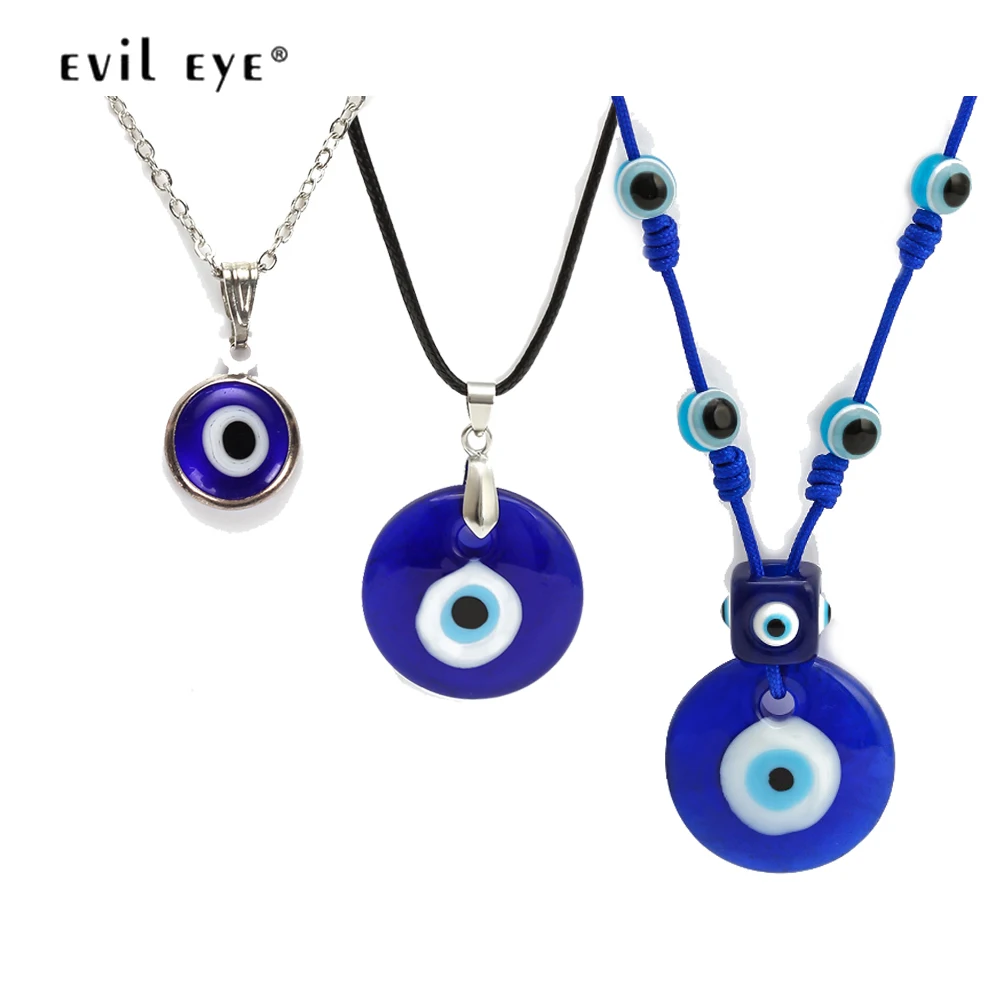 

EVIL EYE Glass Blue Turkish Evil Eye Pendant Necklace Fatima Hand Long Chain Necklace for Women Girls Fashion Jewelry LB1226