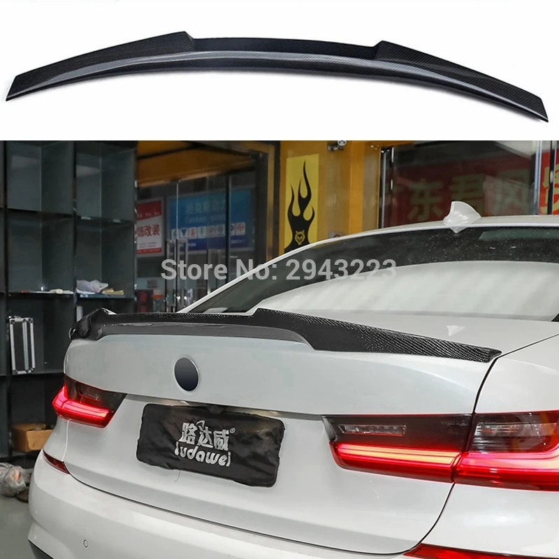 For BMW 3 Series G20 330i 340i Spoiler 2019+ P/M4 Style High Quality Carbon Fiber Rear Trunk Roof Spoiler Wing Car Styling