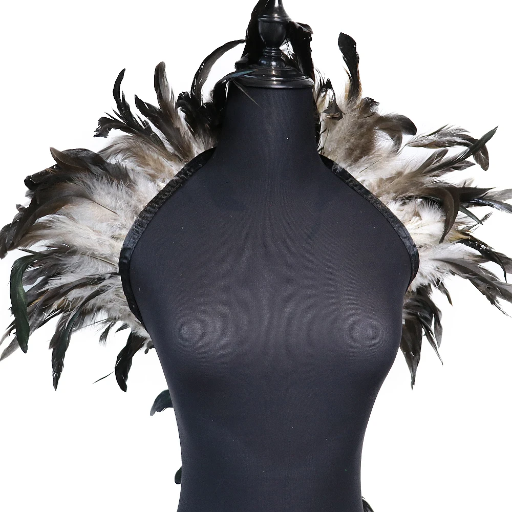 1 Meter Black Rooster Feather Ribbon Fringe 15-20cm/6-8Inch Natural Rooster Cock Feathers Trims for Craft Plume Party Decoration