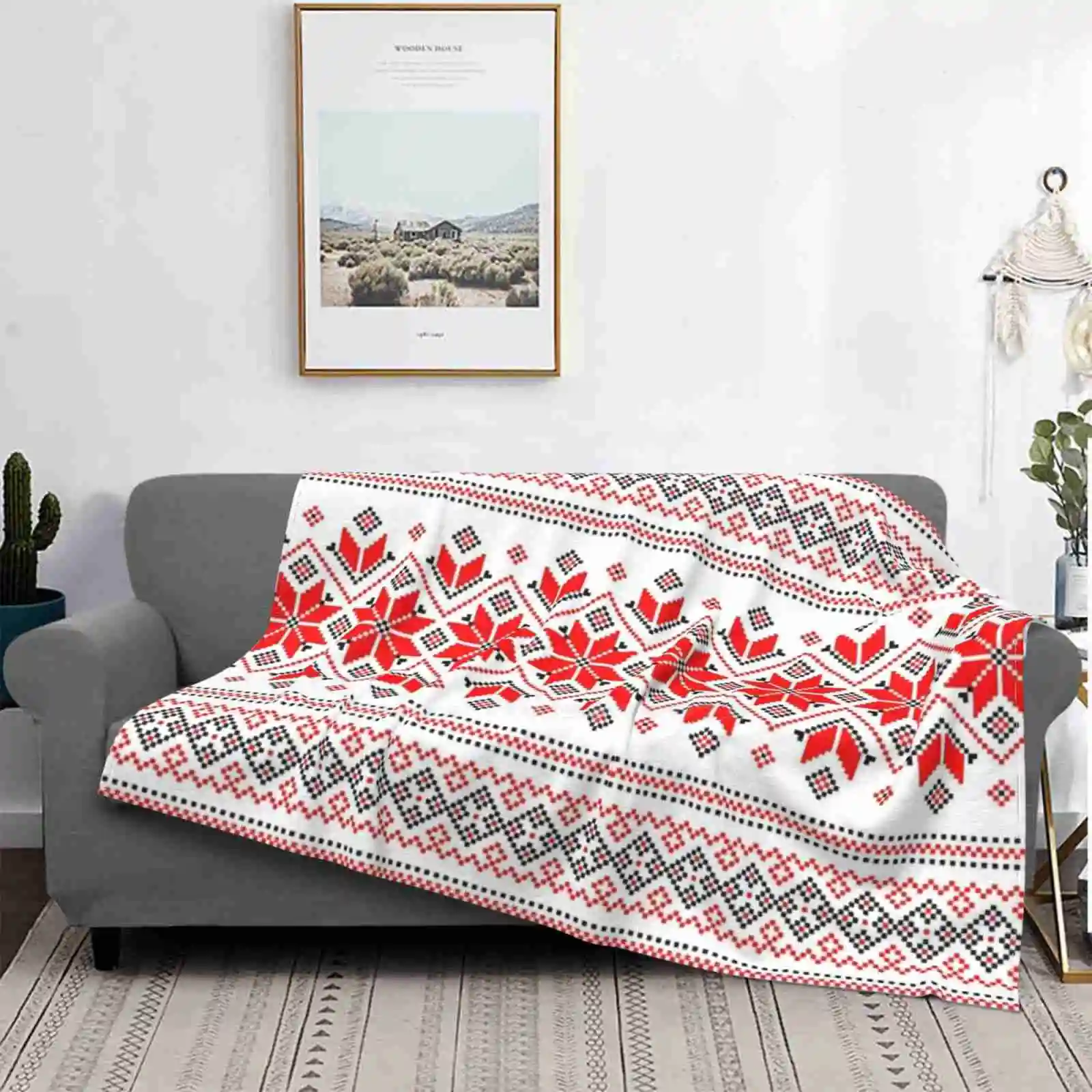 Wellsprin Alatyr Ethno Ukrainian Traditional Pattern Slavic Symbol 2 Four Seasons Comfortable Warm Soft Throw Blanket Slavic