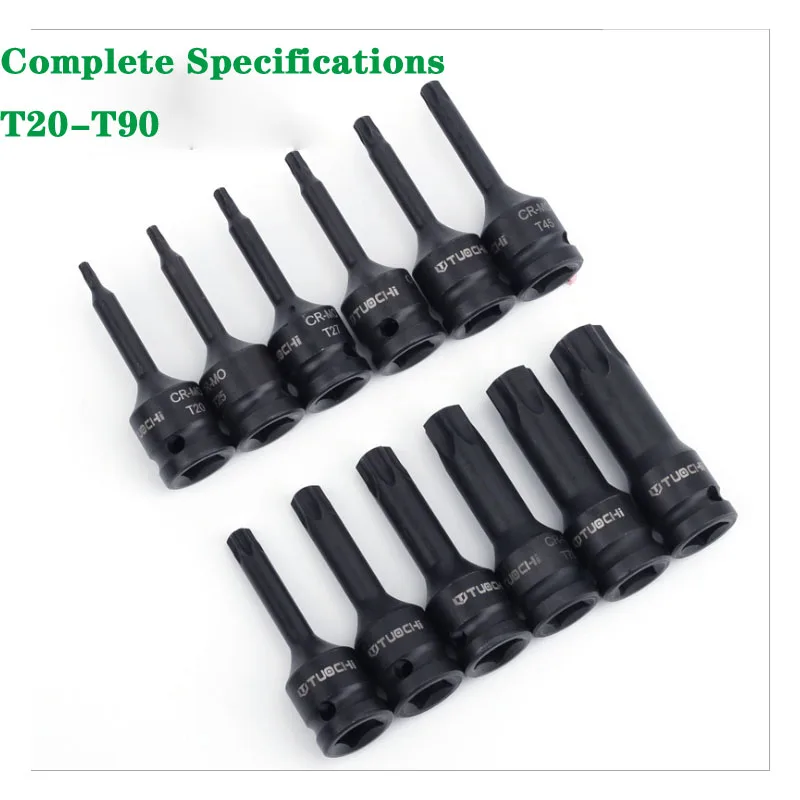 1/2 "Torx Sao Bit Ổ Cắm CR-MO Tác Động Lái Xe Hơi T20-90 Tua Vít Đầu Torx Bit Cho Khí Nén Điện Cờ Lê Dụng Cụ Cầm Tay bộ