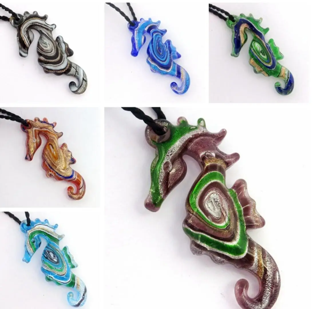 Handmade Murano Glass Hippocampus Pendant For Necklace  Jewelry