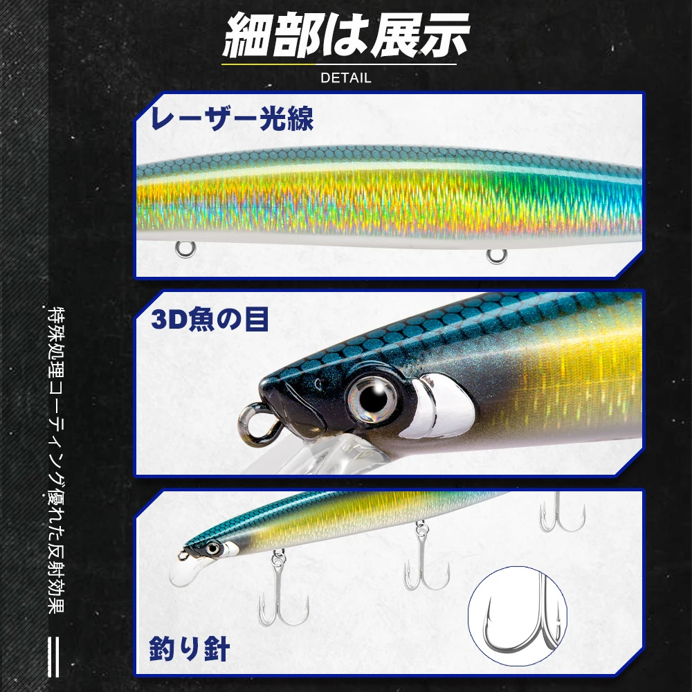 D1 Vissen 163S Minnow Lokt Lange Casting Sinking Saltwater Spinning Wobblers 163Mm 32G Zee Vissen Lokken Kunstmatige pesca Pakken