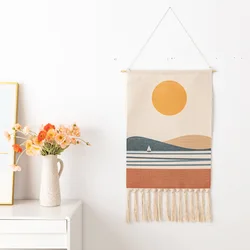 Tapiz colgante bohemio con borlas hechas a mano para dormitorio, cubierta colgante de pared para Hotel, manta de tela para decoración del hogar, decoración de Ramadán