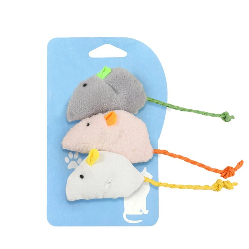 3Pc Cat Mice Toys Interactive Bite-Resistant Artificial Plush Cute Cat Interactive Toys Cat Chew Toy Pet Supplies Cat Teeth Toys