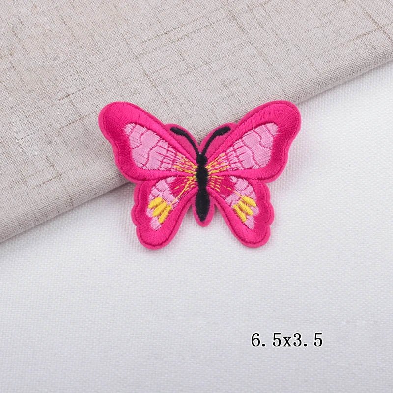 10Pcs Butterfly Purple Pink Yellow DIY Patches Embroidery For T-Shirt Iron On Appliques Clothes Jeans Stickers Badges Parche