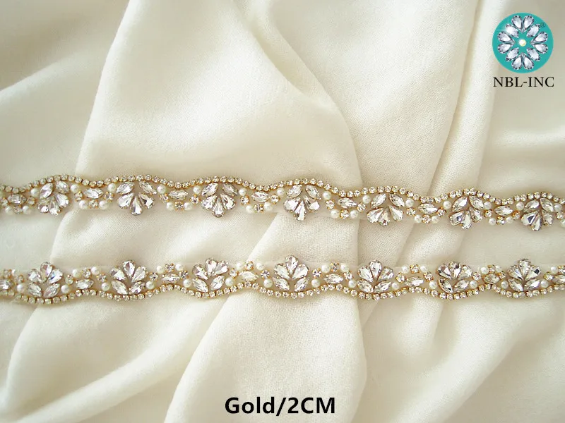 (1 YARD) Rhinestone bridal belt wedding pearl trim with crystals wedding dress accessories belt sash for wedding dress WDD0405