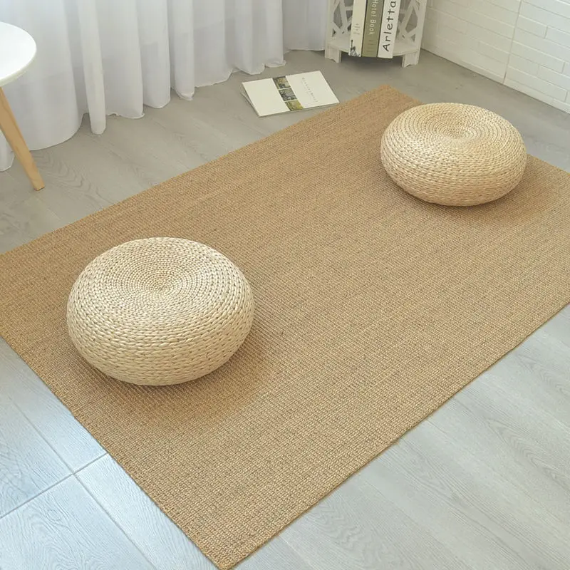 Cuscino Tatami cuscino da meditazione Pouf rotondo in paglia tappetino intrecciato a mano cuscino da pavimento per sedia per meditazione cuscino da